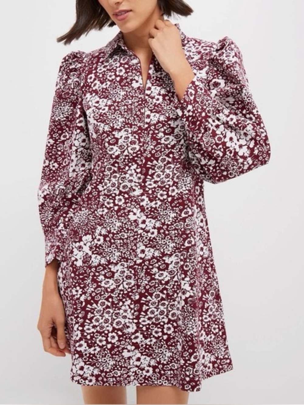 Tuckernuck Hyacinth House Maroon Floral Front Zip Begonia Mini Dress XS